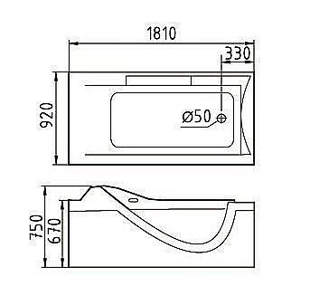 Ванна акриловая Gemy Glass Panel G9055 K 181x92 белая с гидромассажем купить в интернет-магазине Sanbest