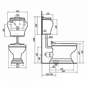 Унитаз Migliore Milady 20886 с низким бачком выпуск в стену белый/декор платина/ручка хром купить в интернет-магазине Sanbest