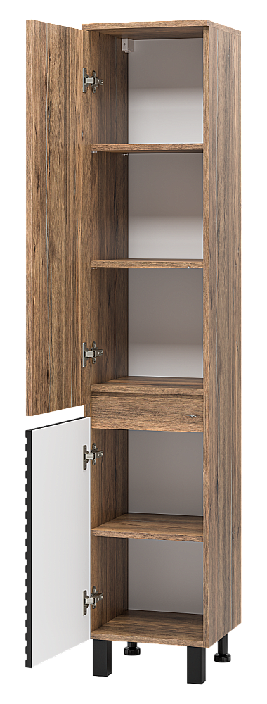 Пенал Brevita Дакота 35 DAK-050350-19/02 черный/темное дерево для ванной в интернет-магазине сантехники Sanbest