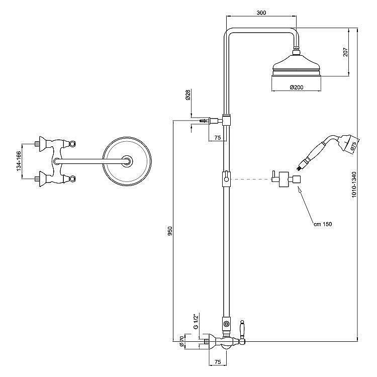 Душевая система Webert Dorian DO760405010 золото купить в интернет-магазине сантехники Sanbest