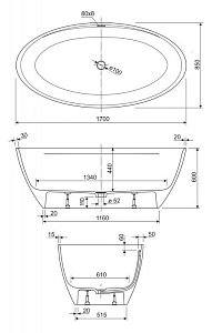 Ванна Cezares Titan Oval 170x85 купить в интернет-магазине Sanbest