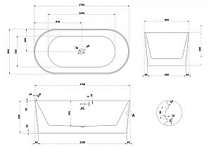 Ванна Abber Stein 170x80 AS9650 белая матовая купить в интернет-магазине Sanbest