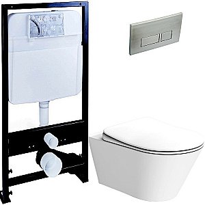 Унитаз Boheme Avva 972-MW, безободковый, с инсталяцией, белый матовый, кнопка 664 никель купить в интернет-магазине Sanbest