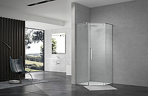 Душевой уголок Terminus Альба 04 4EW100х100C 100x100 стекло прозрачное/профиль хром купить в интернет-магазине Sanbest