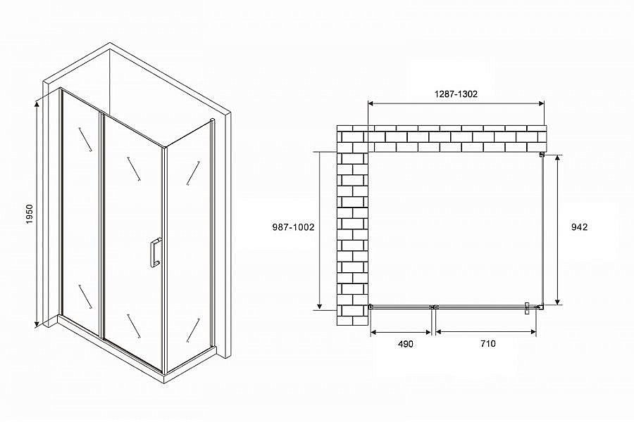 Душевой уголок ABBER Sonnenstrand AG04130S-S100 130x100 стекло прозрачное/профиль хром купить в интернет-магазине Sanbest