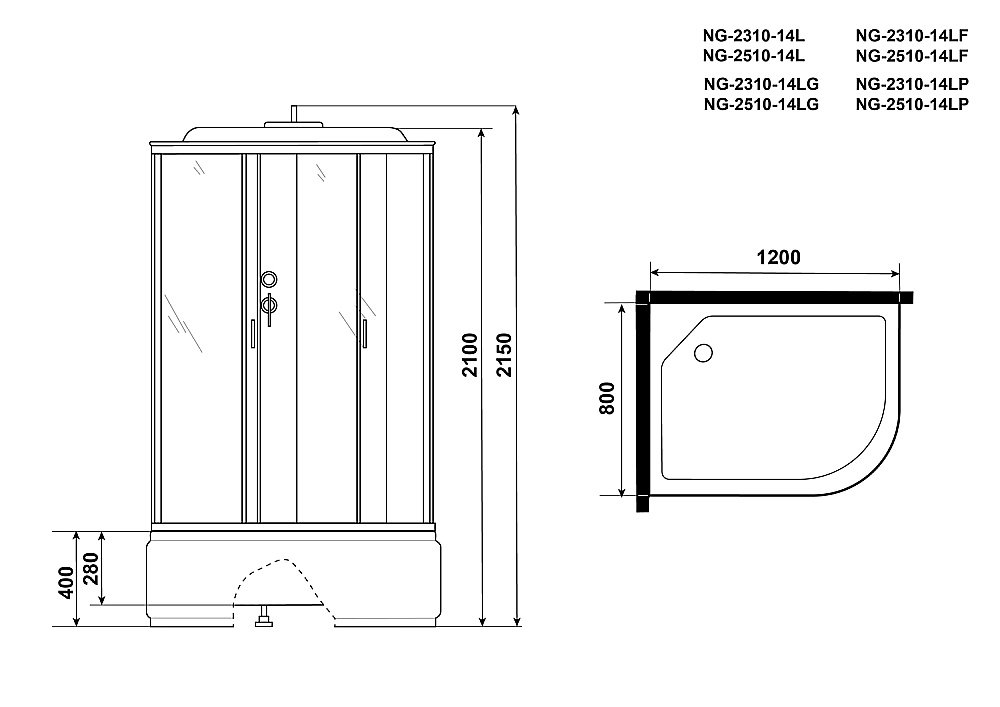 Душевая кабина Niagara Classic NG-2510 120х80 купить в интернет-магазине Sanbest
