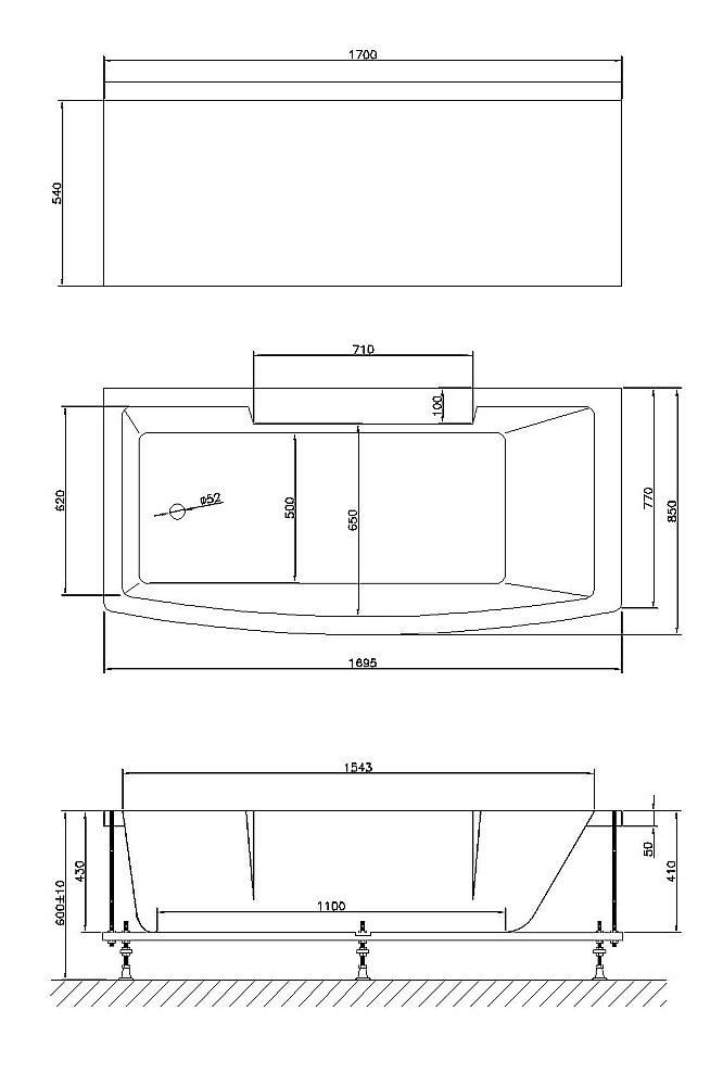 Акриловая ванна Royal Bath FATO RB326100 170х85 белый купить в интернет-магазине Sanbest