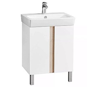 Тумба с раковиной Акватон Кантри 60 белая/дуб верона для ванной в интернет-магазине Sanbest