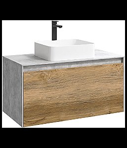 Тумба с раковиной Aqwella Mobi 100 бетон светлый/дуб балтийский для ванной в интернет-магазине Sanbest