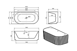 Акриловая ванна Royal Bath NERO RB611900BL 150х75 белый купить в интернет-магазине Sanbest