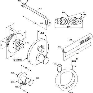 Душевая система KLUDI NOVA FONTE 208313915 черный матовый купить в интернет-магазине сантехники Sanbest