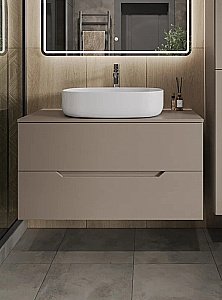 Тумба с раковиной Orange Line 100 Li-100TuLMDF+B08-600W латте/белый для ванной в интернет-магазине Sanbest