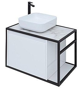 Тумба с раковиной Aquanet Nova Lite Loft 75 L/R белый для ванной в интернет-магазине Sanbest