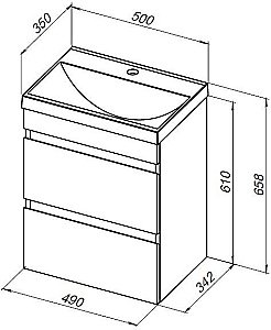 Тумба с раковиной Aquanet Нота New 334196 50 дуб светлый для ванной в интернет-магазине Sanbest