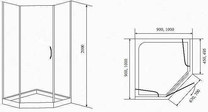 Душевой уголок TIMO BY-839 90x90 прозрачное стекло купить в интернет-магазине Sanbest