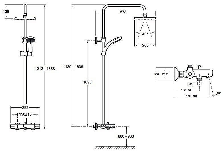 Душевая система с термостатом Jacob Delafon JULY E78192-CP купить в интернет-магазине сантехники Sanbest