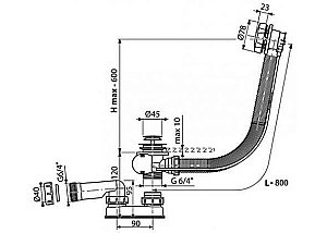 Слив-перелив для акриловых ванн AlcaPlast A55K-80 купить в интернет-магазине сантехники Sanbest