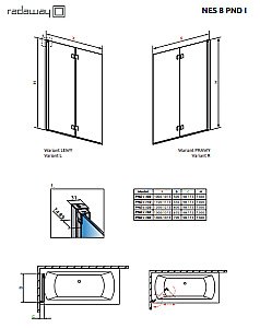 Шторка для ванны Radaway Nes 8 PND I 140 стекло прозрачное/профиль хром купить в интернет-магазине Sanbest