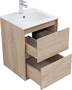 Тумба с раковиной Aquanet Милан 336381/330428 50 дуб светлый для ванной в интернет-магазине Sanbest