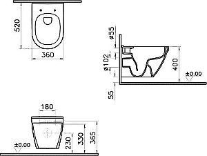 Унитаз подвеснойVitra S50 Rim-Ex  безободковый, с инсталляцией, с крышкой микролифт купить в интернет-магазине Sanbest