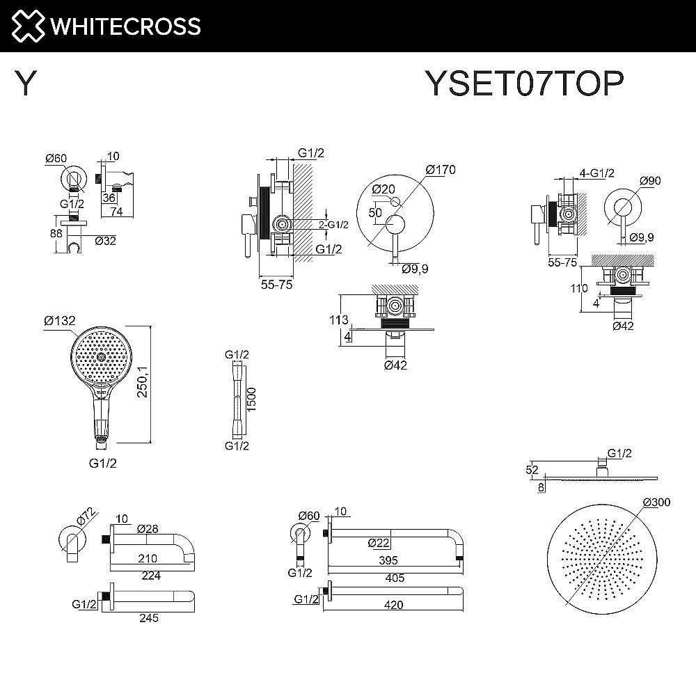 Душевая система WhiteCross Y YSET07TOPCR хром купить в интернет-магазине сантехники Sanbest