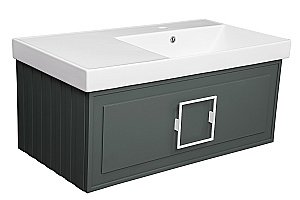 Тумба с раковиной LA FENICE Cubo Grigio 90 серая/ручка белая для ванной в интернет-магазине Sanbest