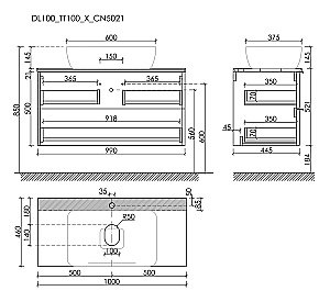 Тумба с раковиной Sancos DELTA 100 со столешницей, дуб красный/графит для ванной в интернет-магазине Sanbest