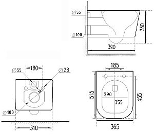 Унитаз подвесной Esbano LEON WB ESWBLEONW безободковый, с крышкой микролифт, белый купить в интернет-магазине Sanbest