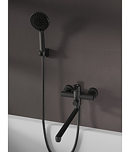 Смеситель для ванны Agger Easy A3121144 с душевым набором, черный матовый купить в интернет-магазине сантехники Sanbest