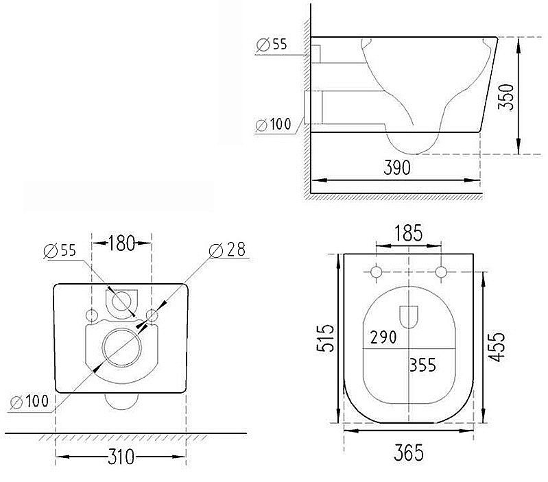 Унитаз подвесной Esbano LEON WB ESWBLEONW безободковый, с крышкой микролифт, белый купить в интернет-магазине Sanbest
