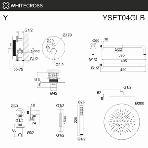 Душевая система WhiteCross Y YSET04GLB матовое золото купить в интернет-магазине сантехники Sanbest