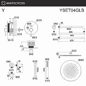 Душевая система WhiteCross Y YSET04GLB матовое золото купить в интернет-магазине сантехники Sanbest