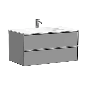 Тумба с раковиной Sancos Velta 100 VL100WG+VL100WG теплый серый матовая/раковина белая, с отверстием для ванной в интернет-магазине Sanbest