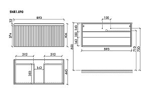 Тумба с раковиной Sancos Snob R 1.0 SNR1.090CE/CN7002 Beige Soft для ванной в интернет-магазине Sanbest
