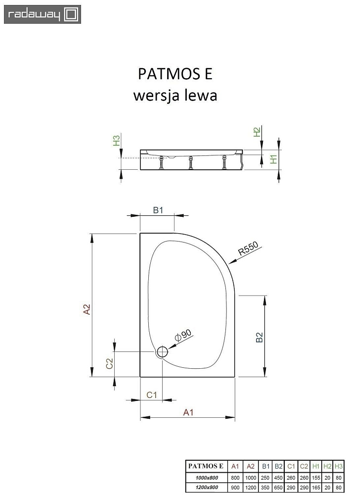 Душевой поддон Radaway Patmos E 120х90 купить в интернет-магазине Sanbest