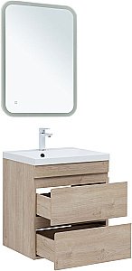 Тумба с раковиной Aquanet Нота New 334197 60 дуб светлый для ванной в интернет-магазине Sanbest