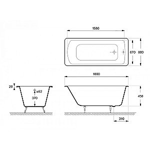 Ванна чугунная Delice Prestige Elite DLR230623R-AS 180х80 белая купить в интернет-магазине Sanbest