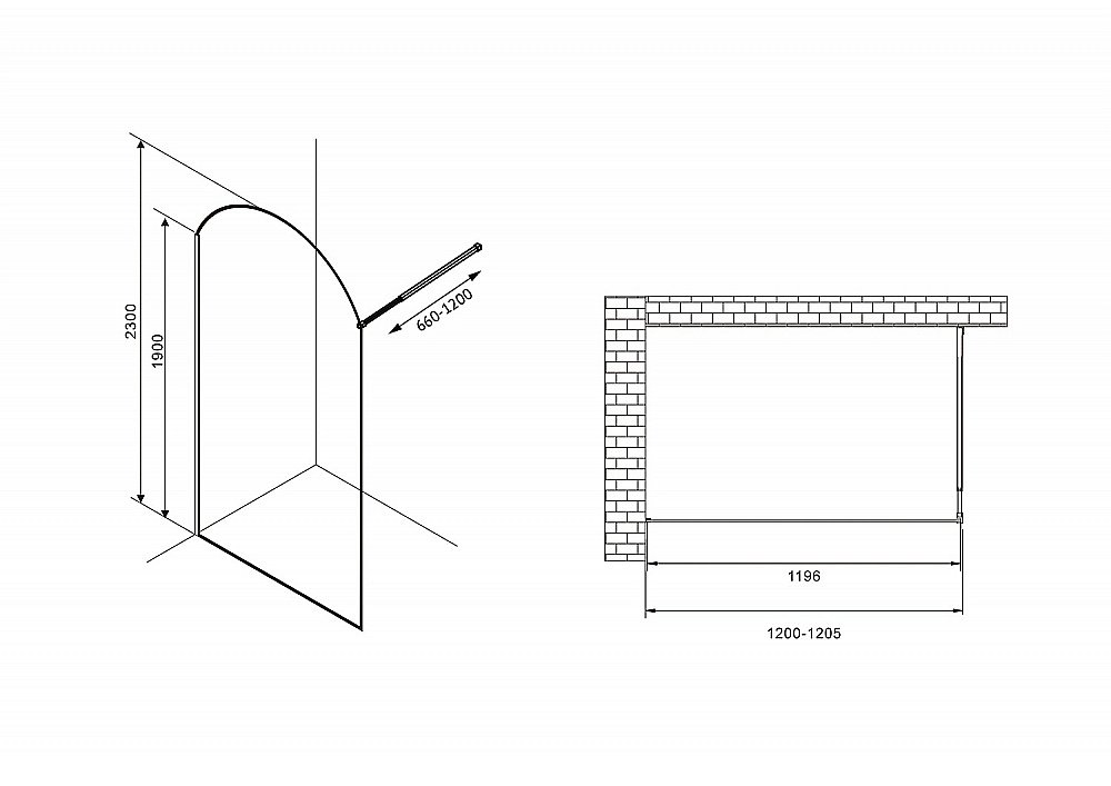 Душевое ограждение Abber IMMER OFFEN 8 120 прозрачное/черный купить в интернет-магазине Sanbest