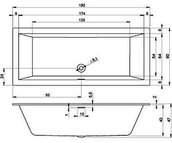 Акриловая ванна Riho Rething Cubic Fall 190x80 B108013005 белая купить в интернет-магазине Sanbest