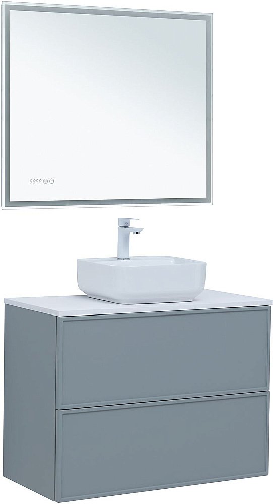 Тумба с раковиной Aquanet Арт 90 мисти грин для ванной в интернет-магазине Sanbest