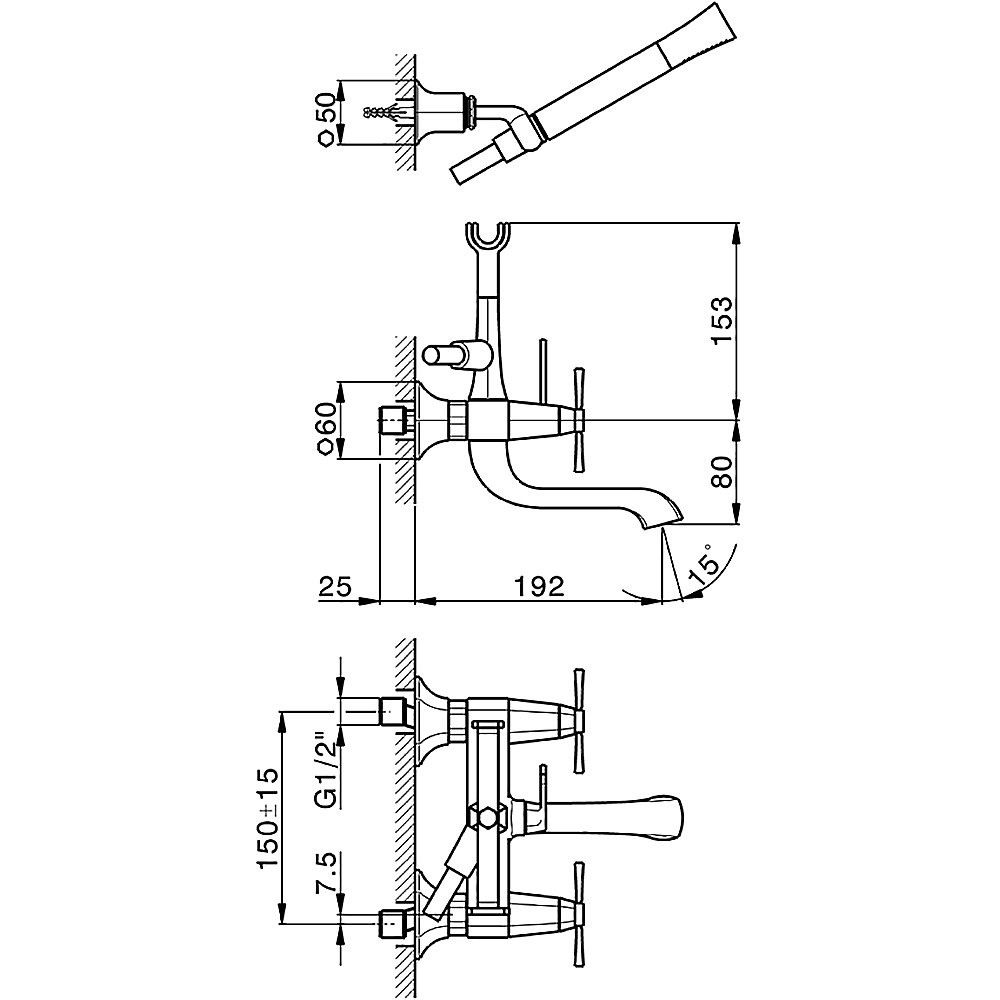 Смеситель для ванны Cisal Cherie CX0001206T купить в интернет-магазине сантехники Sanbest