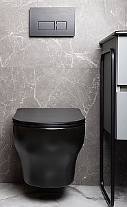 Унитаз подвесной Boheme Fiore 978-SET-B черный матовый, безободковый, с крышкой микролифт, слив торнадо купить в интернет-магазине Sanbest