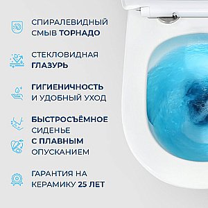 Унитаз подвесной BelBagno TRE-TOR BB5180CH-TOR/SC белый, с крышкой микролифт, безободковый, слив-торнадо купить в интернет-магазине Sanbest