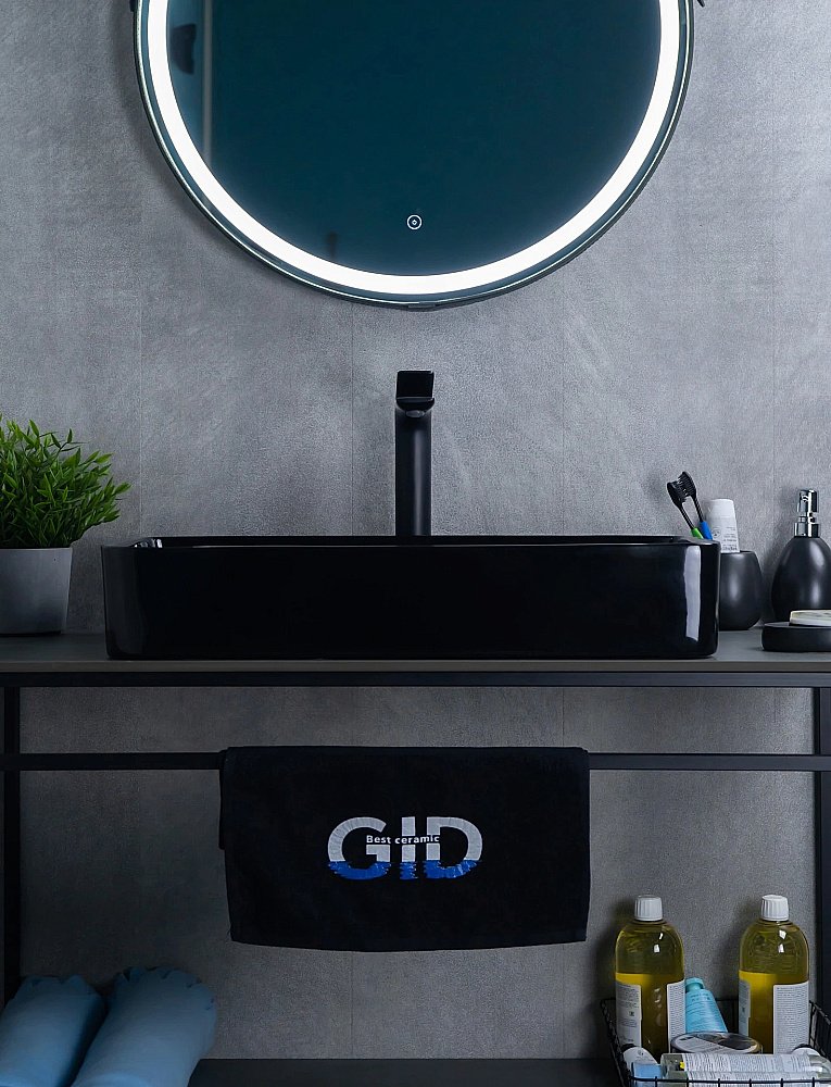 Раковина накладная Gid Geometrico 60 BL9396 53346 черная купить в интернет-магазине Sanbest