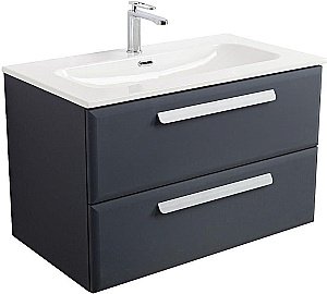 Тумба с раковиной Cezares ECO-CER-N 80 ECO-CER-N-800-2C-SO-GR-P графит для ванной в интернет-магазине Sanbest