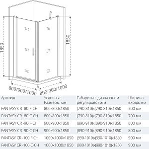 Душевой уголок Good Door FANTASY CR-90-С-CH  90x90 купить в интернет-магазине Sanbest