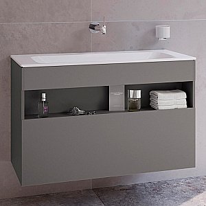 Тумба с раковиной KEUCO STAGELINE 32872290000 100 без отверстий под смеситель, инокс матовый для ванной в интернет-магазине Sanbest