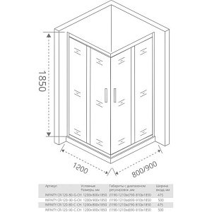 Душевой уголок Good Door INFINITY CR-120-80-C-CH стекло прозрачное/профиль хром купить в интернет-магазине Sanbest