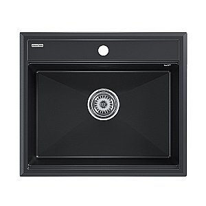 Кухонная мойка Paulmark STEPIA 50 + коландер ADVANCE PM115051-BLM+A375-BS черный металлик купить в интернет-магазине сантехники Sanbest