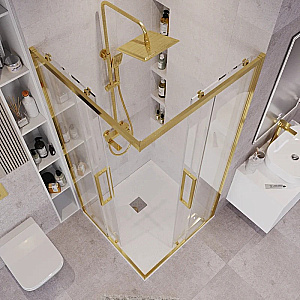 Душевой уголок Grossman Cosmo 90х90 300.K33.02.9090.32.00 стекло прозрачное/профиль золото брашированное купить в интернет-магазине Sanbest